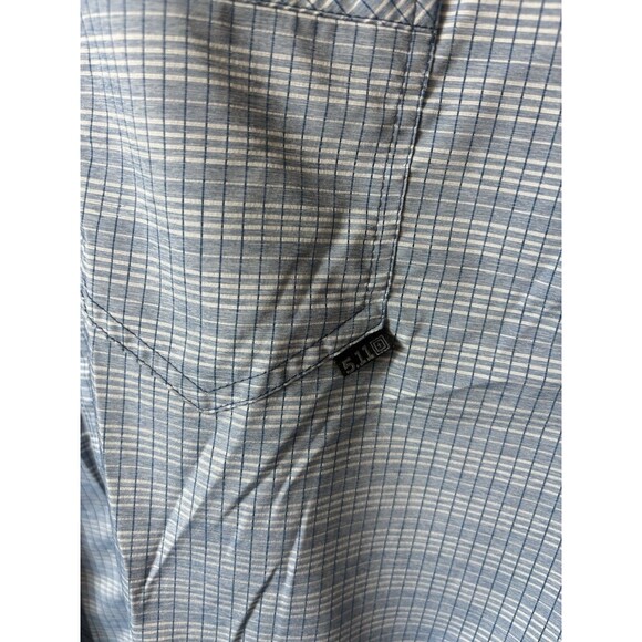 511 Tactical Mens Shirt Size L Blue Checked Short Sleeve Snap Front Outdoor - Picture 4 of 8